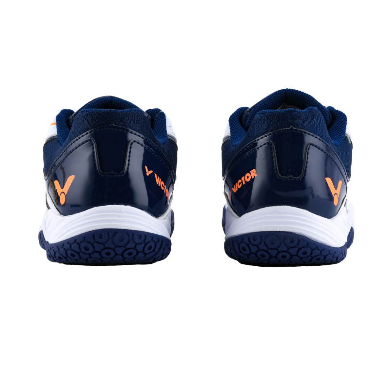 VICTOR Cushioning Slip Resistant Abrasion Resistant Low top Badminton Shoes Unisex White Navy Blue