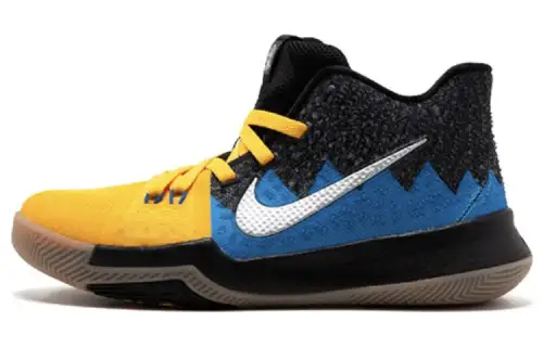 Nike Kyrie 3 Cushioning Slip Resistant Mid top Basketball Shoes Men's Yellow Blue Black