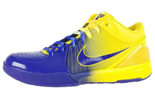 Nike Zoom Kobe 4 Kobe 4 round toe lace-up non-slip lightweight mid-top practical basketball shoes men's purple yellow