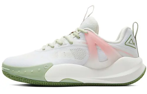 PEAK Basketball Shoes Men's Low Top Ecru/Green