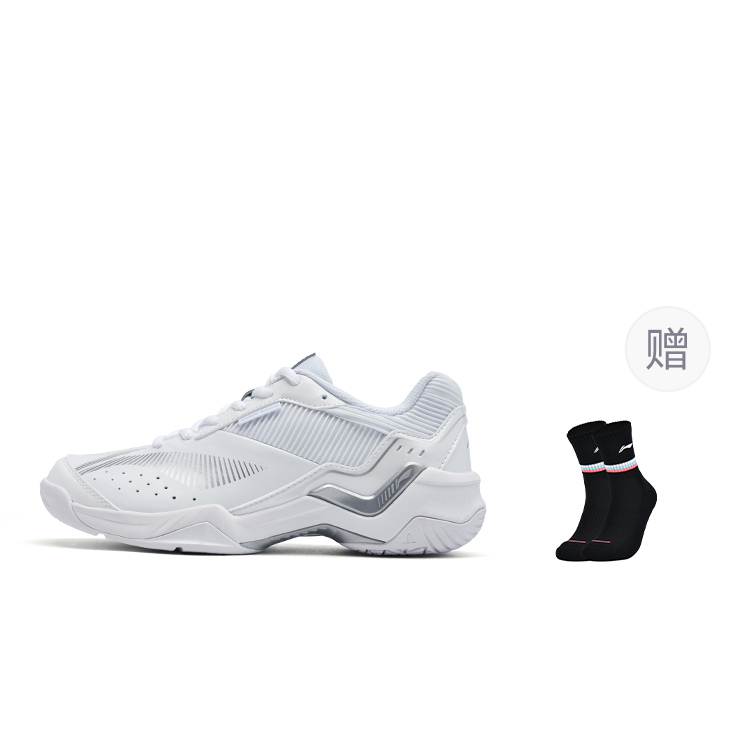 Li Ning Thunder Sonic Boom Cushioning Slip Resistant Breathable Low top Badminton Shoes Unisex White Silver