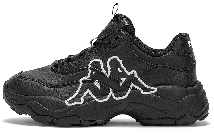 Kappa Textile, Synthetic Leather Cushioning Slip Resistant Abrasion Resistant Low top Chunky Sneakers Unisex Black