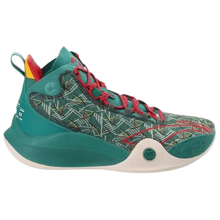 Li Ning CJ 1 Cushioning Breathable Slip Resistant Mid top Basketball Shoes Unisex Green
