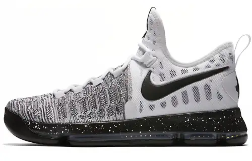 Nike KD 9 round toe lace-up non-slip lightweight low-top basketball shoes men's black and white