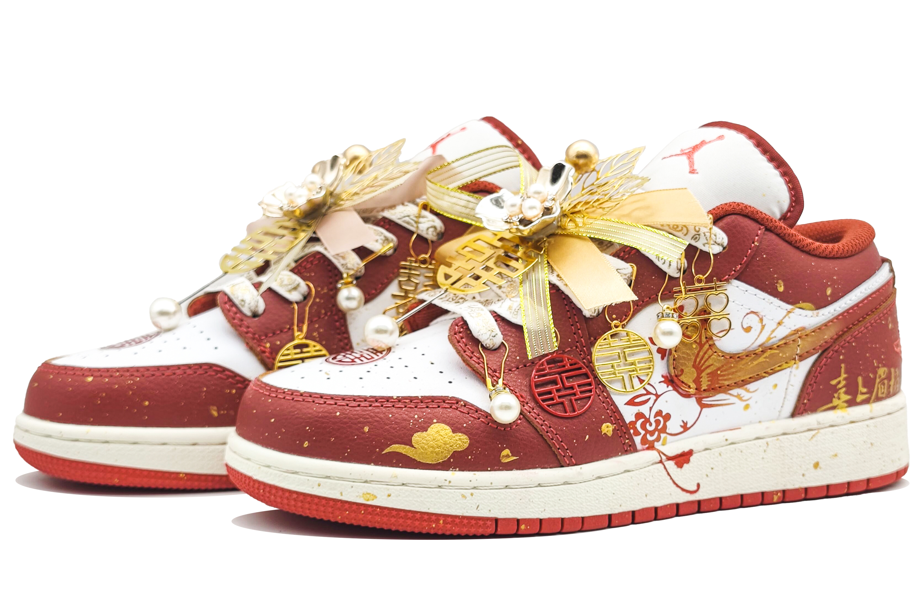 Jordan Air Jordan 1 Abrasion Resistant Abrasion Resistant Low top Vintage Basketball Shoes Unisex Joyful Red