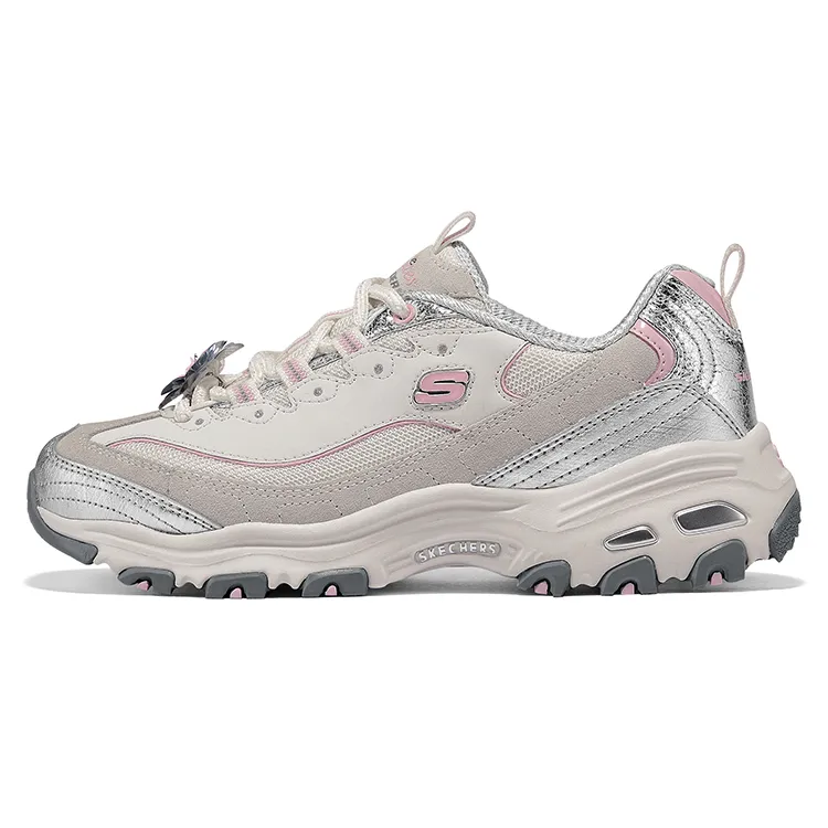 Skechers D'Lites 1.0 Cushioning Abrasion Resistant Height Increasing Low top Chunky Sneakers Women's White