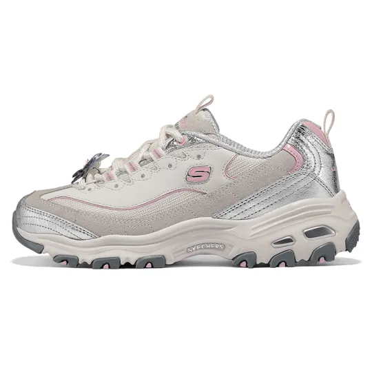 Skechers D'Lites 1.0 Cushioning Abrasion Resistant Height Increasing Low top Chunky Sneakers Women's White