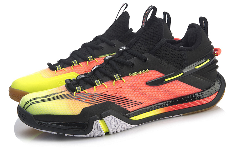 Li Ning Quick Start Saga Cushioning Support Rebound Badminton Shoes Men’s Fluorescent Orange Red