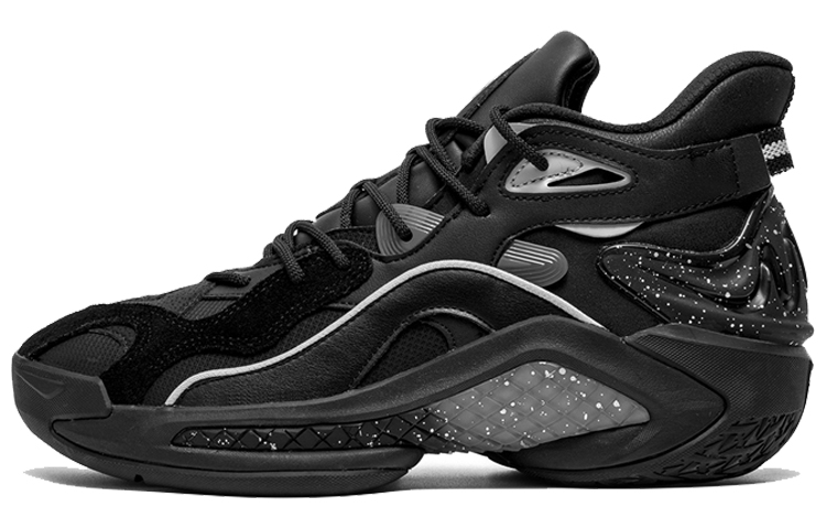 XTEP Inkjet Mid top Basketball Shoes Men’s Black Silver