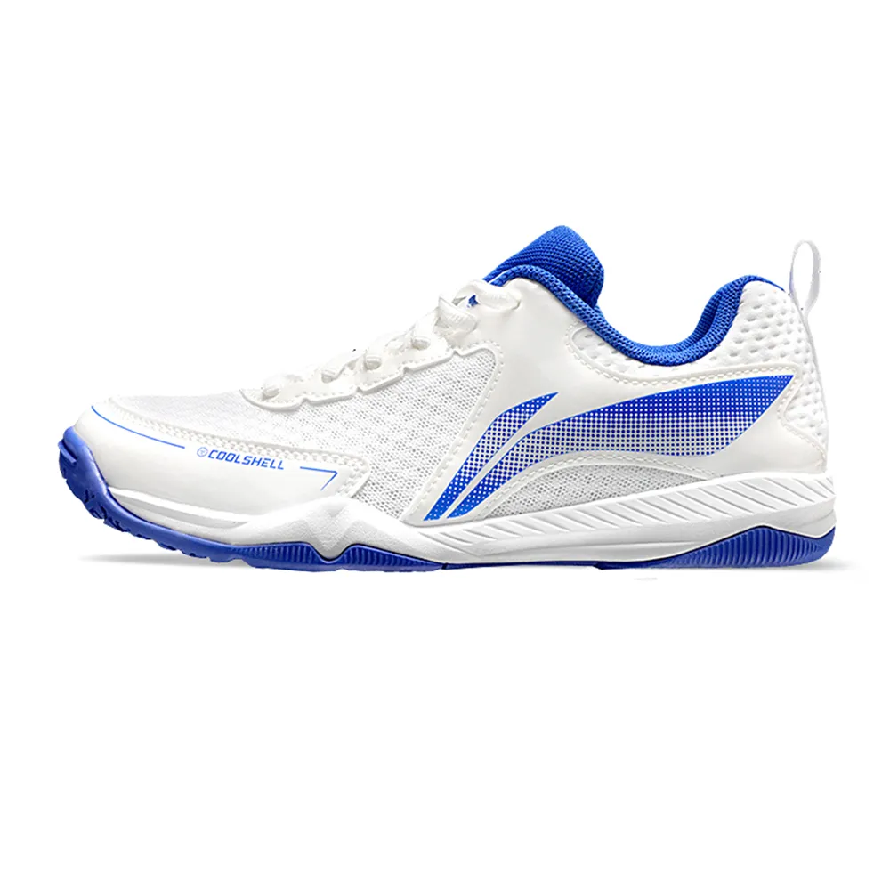 Li Ning Cushioning Support Breathable Slip Resistant Low top Training Shoes Unisex White Blue