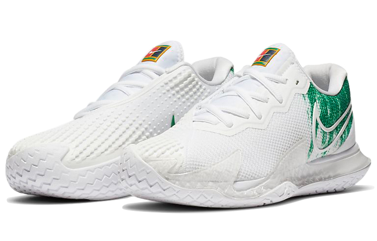 Женские кроссовки Nike Air Zoom Vapor Cage 4 HC (бело-зеленые) — фото 3