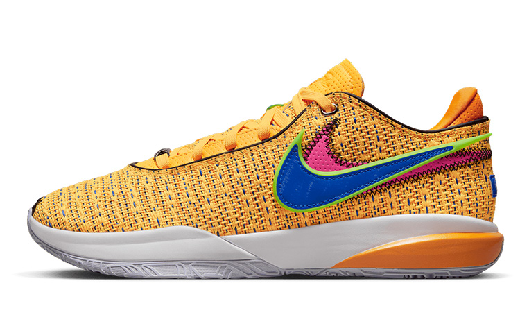 Nike LeBron 20 "LASER ORANGE" James 20 Fashionable and versatile Low-top Basketball shoes Men and women Orange and blue Domestic version