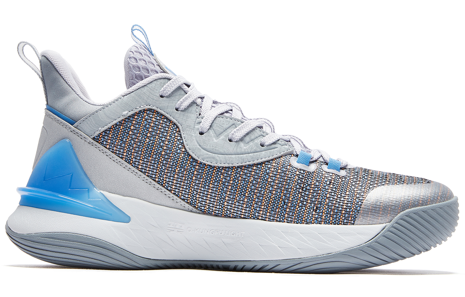 QIAODAN Poisonous Fangs 2.0 Anti Slip Wear Resistant Mid Top Basketball Shoes Men’s Gray Blue