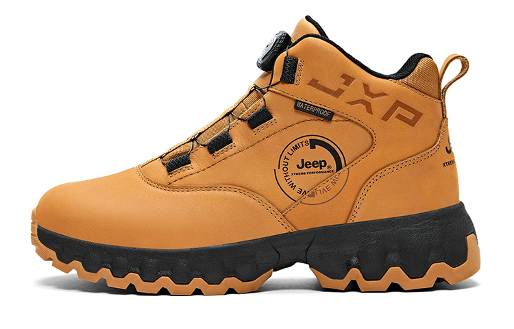 Jeep Cushioning Abrasion Resistant Waterproof And Breathable Rebound Grip High top Mountaineering Shoes Unisex Camel