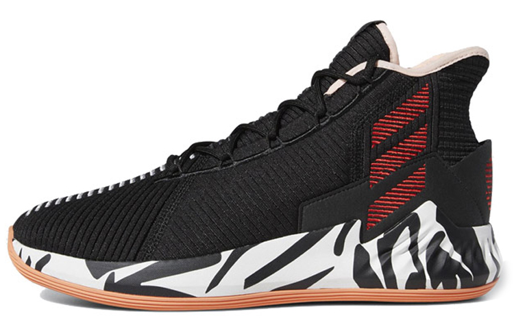 Adidas D Rose 9 CNY Rose 9 mesh, shock-absorbing, anti-slip and wear-resistant, mid-top basketball shoes, men's black and white red