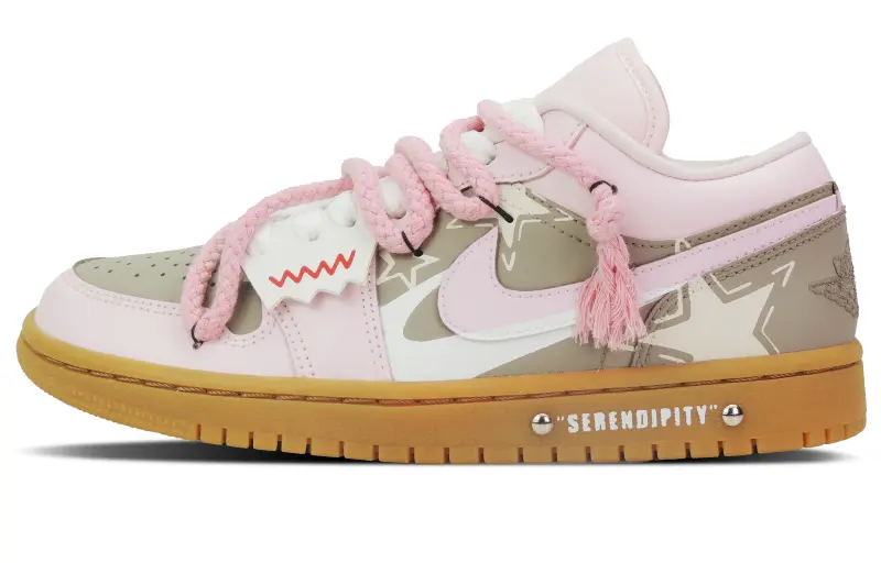 Jordan Air Jordan 1 Star Track Low top Vintage Basketball Shoes Women's Brown Pink