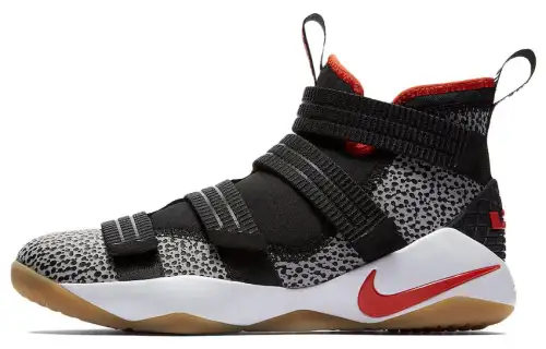 Nike Zoom soldier 11 LeBron Safari Soldier 11 Velcro Shock Absorbing and Anti-slip Middle Gang Practical Basketball Shoes Men's Black