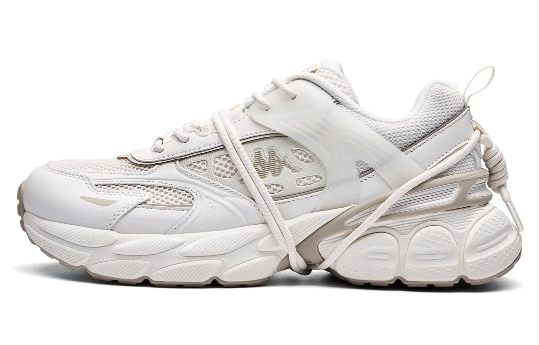 Kappa Back to Back Slip Resistant Abrasion Resistant Low top Chunky Sneakers Unisex Heron Feather White