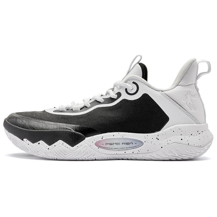 QIAODAN Wind Blade 4 TEAM Slip Resistant Low top Basketball Shoes Men’s White Black