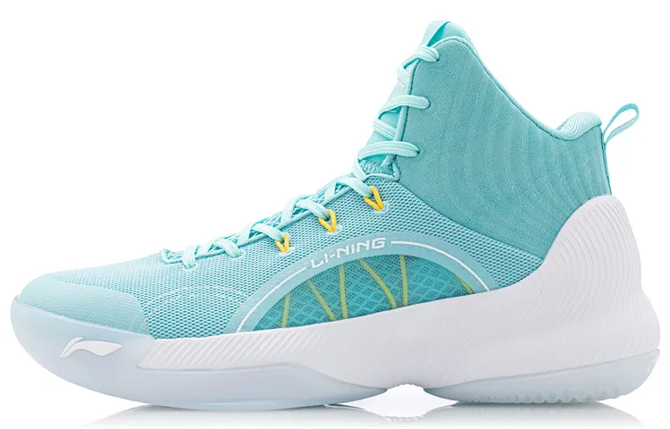 Li Ning YuShuai TD Synthetic Leather Slip Resistant Abrasion Resistant Mid top Basketball Shoes Men's Pure Blue