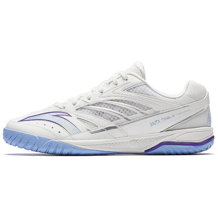 Anta Badminton Cushioning Slip Resistant Abrasion Resistant Lightweight Low top Table Tennis Shoes Men’s White Blue