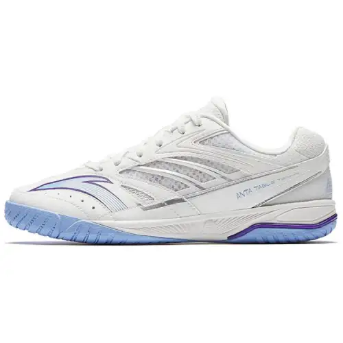 Anta Badminton Cushioning Slip Resistant Abrasion Resistant Lightweight Low top Table Tennis Shoes Men's White Blue