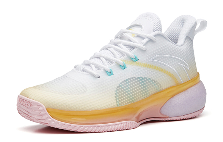 Anta Light Bubble Fabric Abrasion Resistant Breathable Low top Basketball Shoes Men’s White Yellow