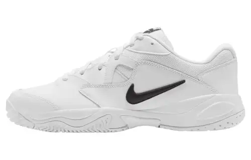 Nike Court Lite 2 Leather Slip Resistant Abrasion Resistant Low top Tennis Shoes White Black