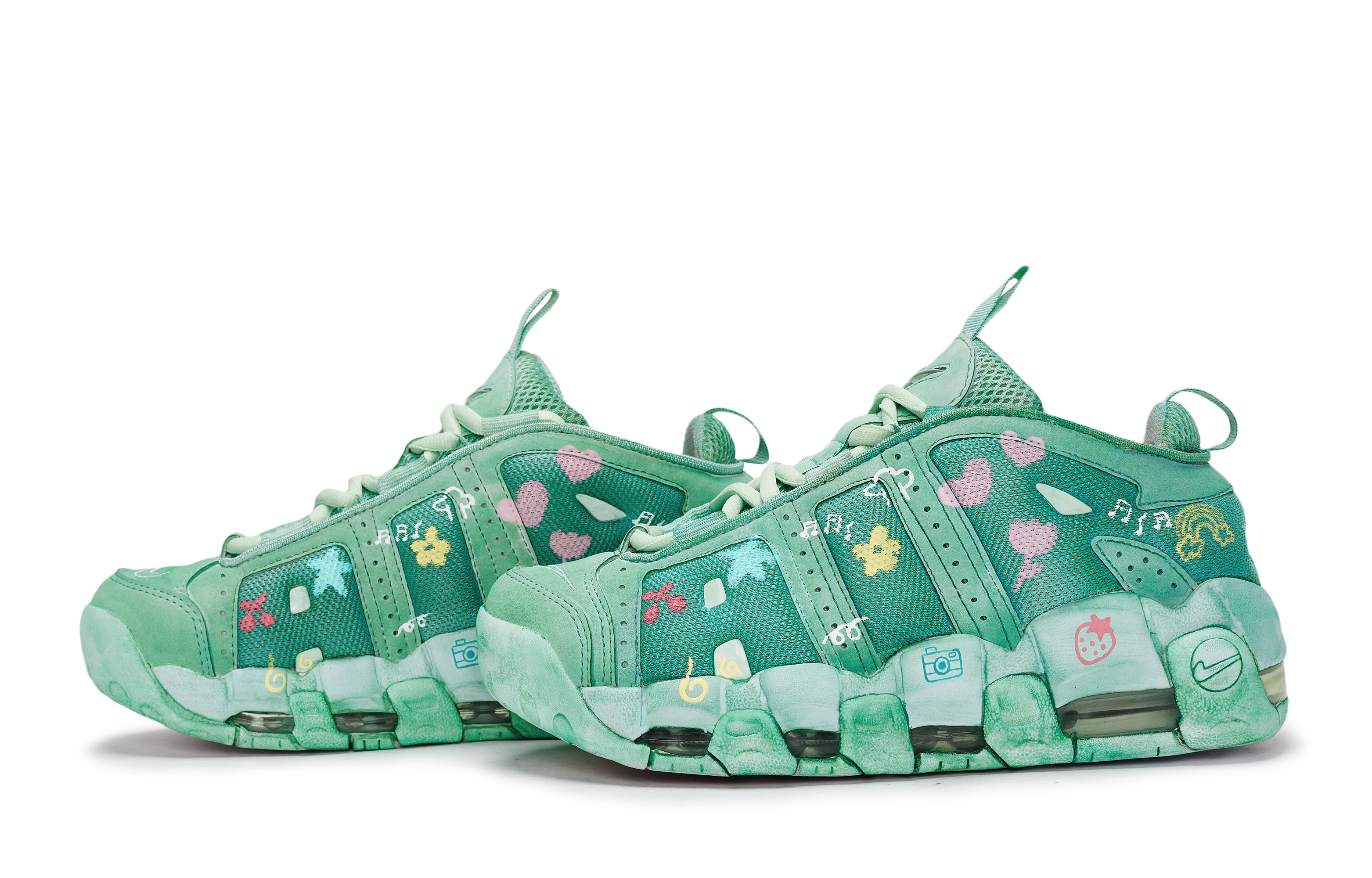Nike Air More Uptempo 811 Manufacturing, Qingyu Mazi, Special Shoe Box Low top Vintage Basketball Shoes Unisex Green