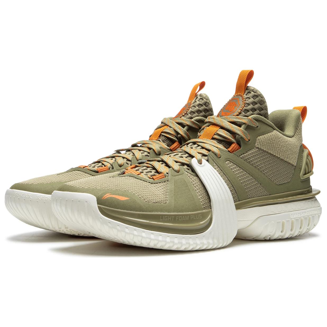 Li Ning Storm 2024 WNTR Cushioning Slip Resistant Abrasion Resistant High top Basketball Shoes Men’s White Green
