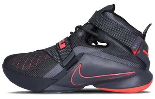 Nike Zoom soldier 9 James soldier 9 comfortable shock-absorbing non-slip wear-resistant breathable wrapping mid-top basketball shoes men's black red