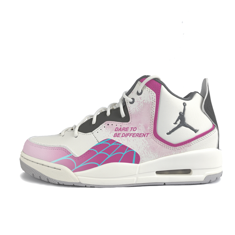 Jordan Courtside 23 Cushioning Slip Resistant Mid top Vintage Basketball Shoes Men’s Pink White Gray