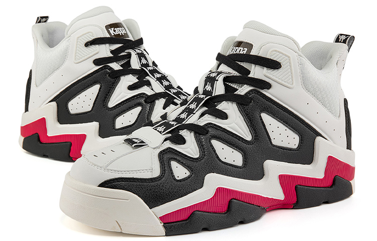 Kappa Mid top Vintage Basketball Shoes Unisex White Black