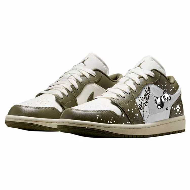 Jordan Air Jordan 1 Bamboo Grove Panda Slip Resistant Abrasion Resistant Low top Vintage Basketball Shoes Unisex