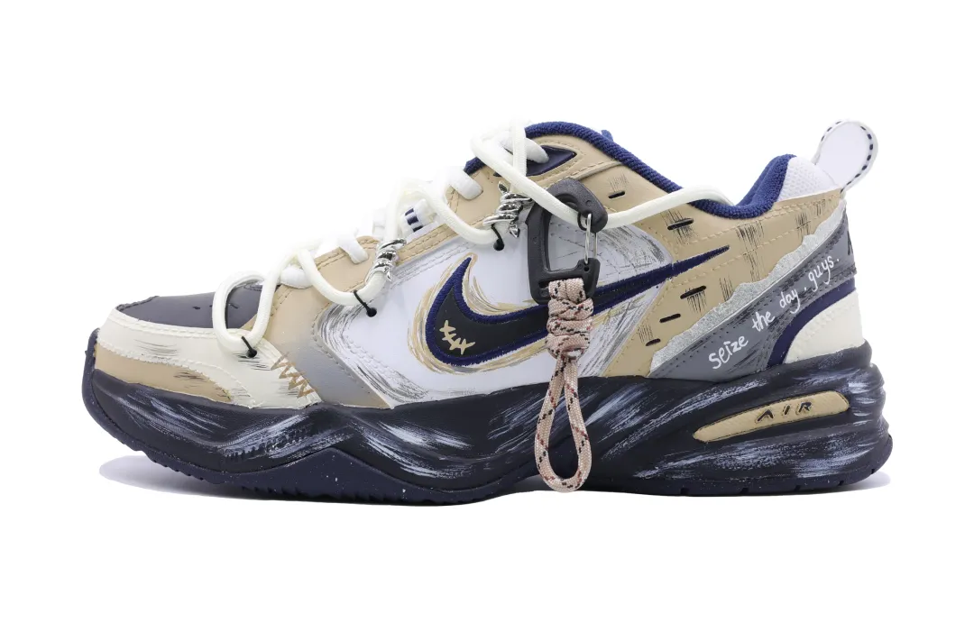 Nike Air Monarch 4 Slip Resistant Low top Chunky Sneakers Unisex Gray Yellow