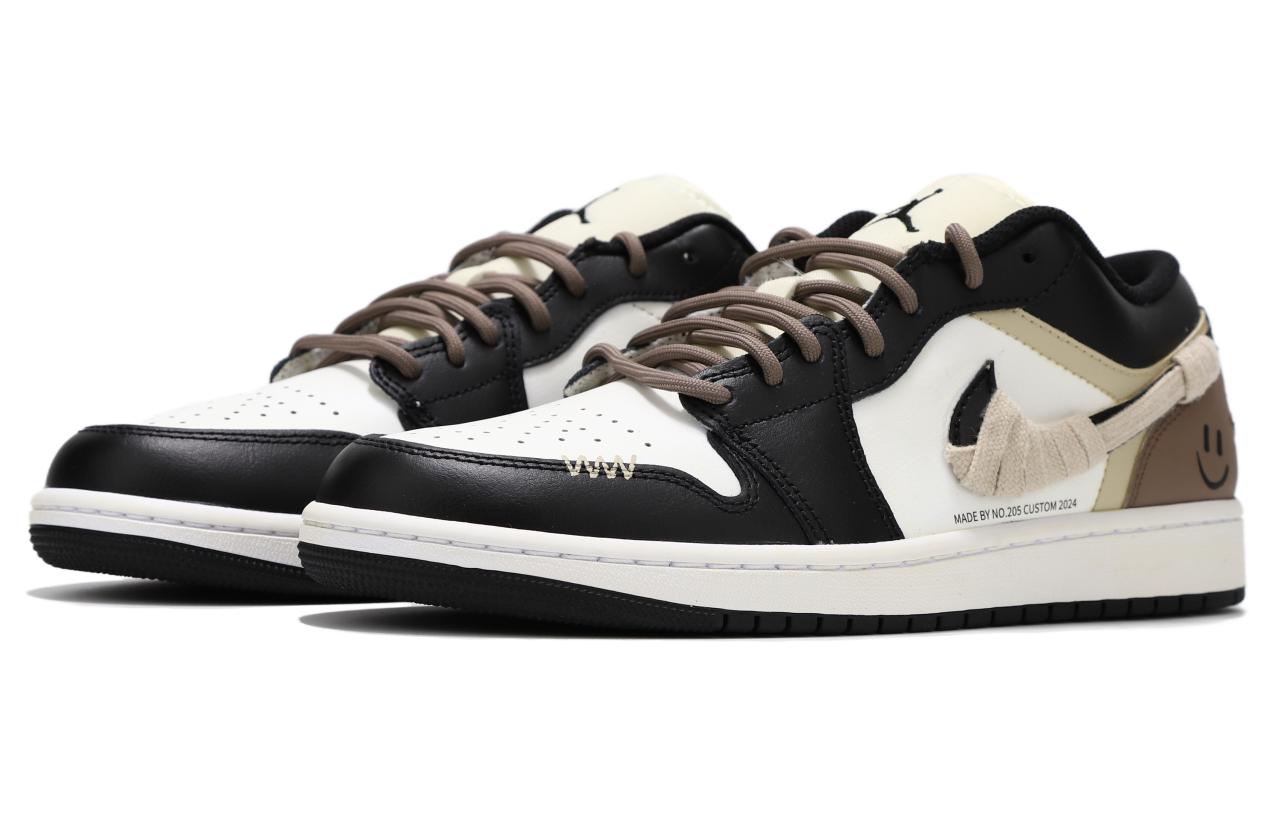 Jordan Air Jordan 1 Slip Resistant Abrasion Resistant Low top Vintage Basketball Shoes Women’s Black Brown