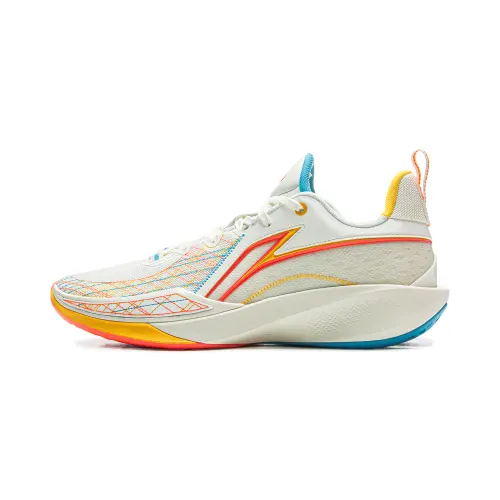 Li Ning Speed 2 Cushioning Slip Resistant Breathable Rebound Low top Basketball Shoes Men's White Blue