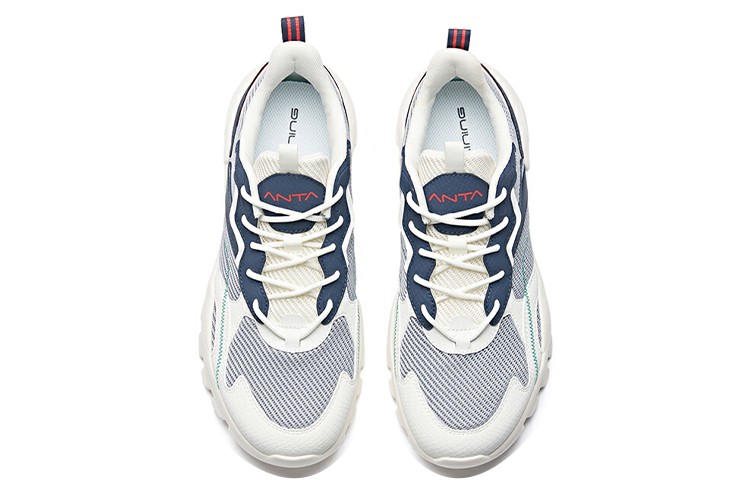 Anta Cushioning Slip Resistant Breathable Low top Training Shoes Men’s White Blue Mist Gray