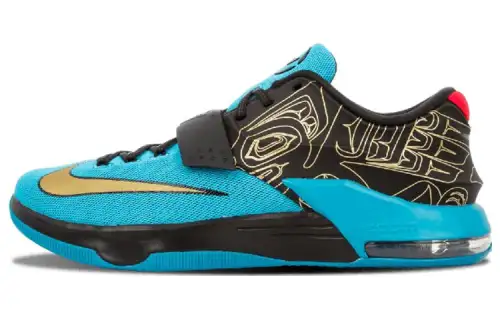 Nike KD 7 N7 Durant 7 printing non-slip wear-resistant low-top practical basketball shoes men's black gold