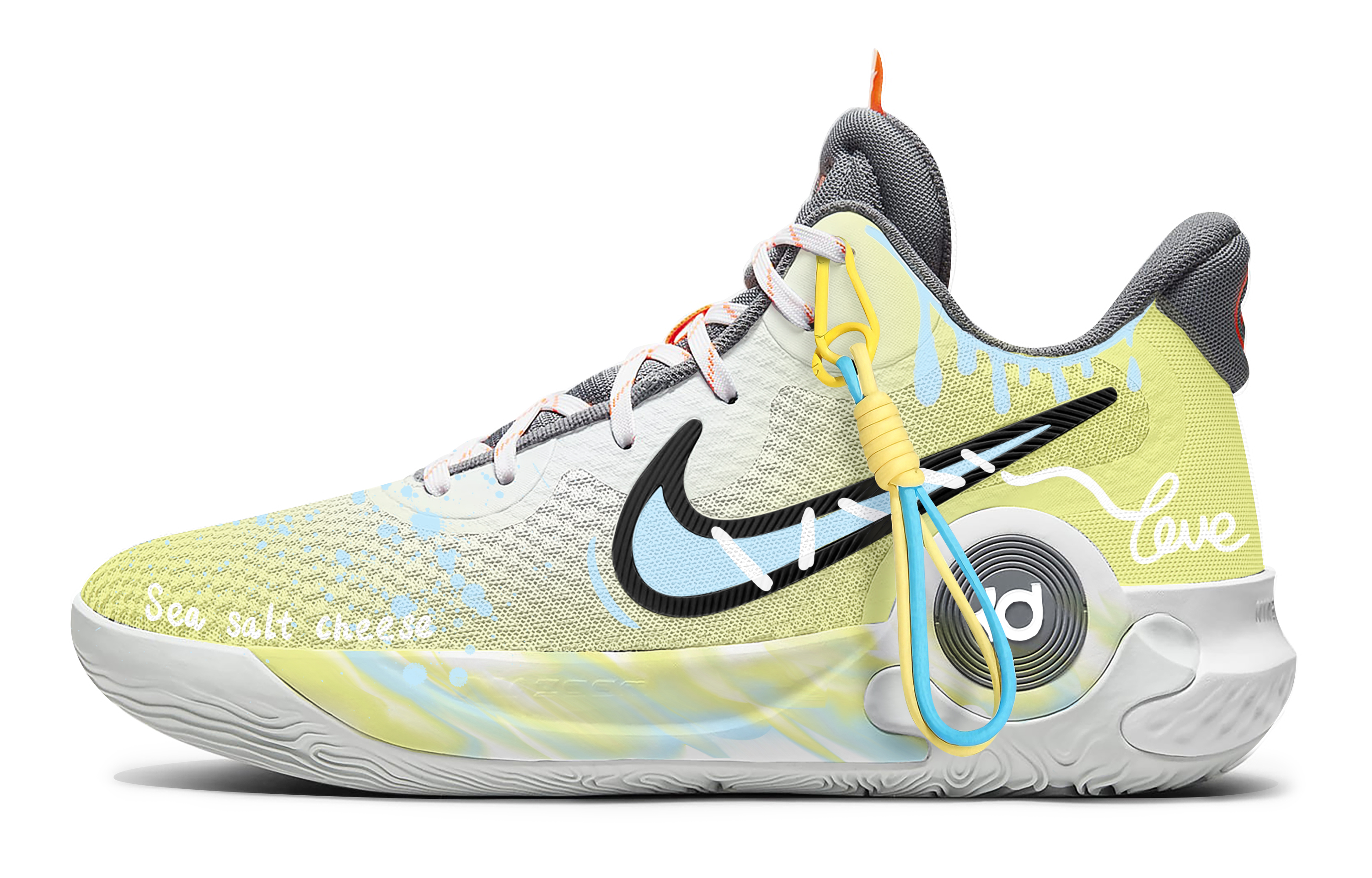 Nike KD Trey 5 IX Slip Resistant Abrasion Resistant Mid top Basketball Shoes Unisex Blue Yellow