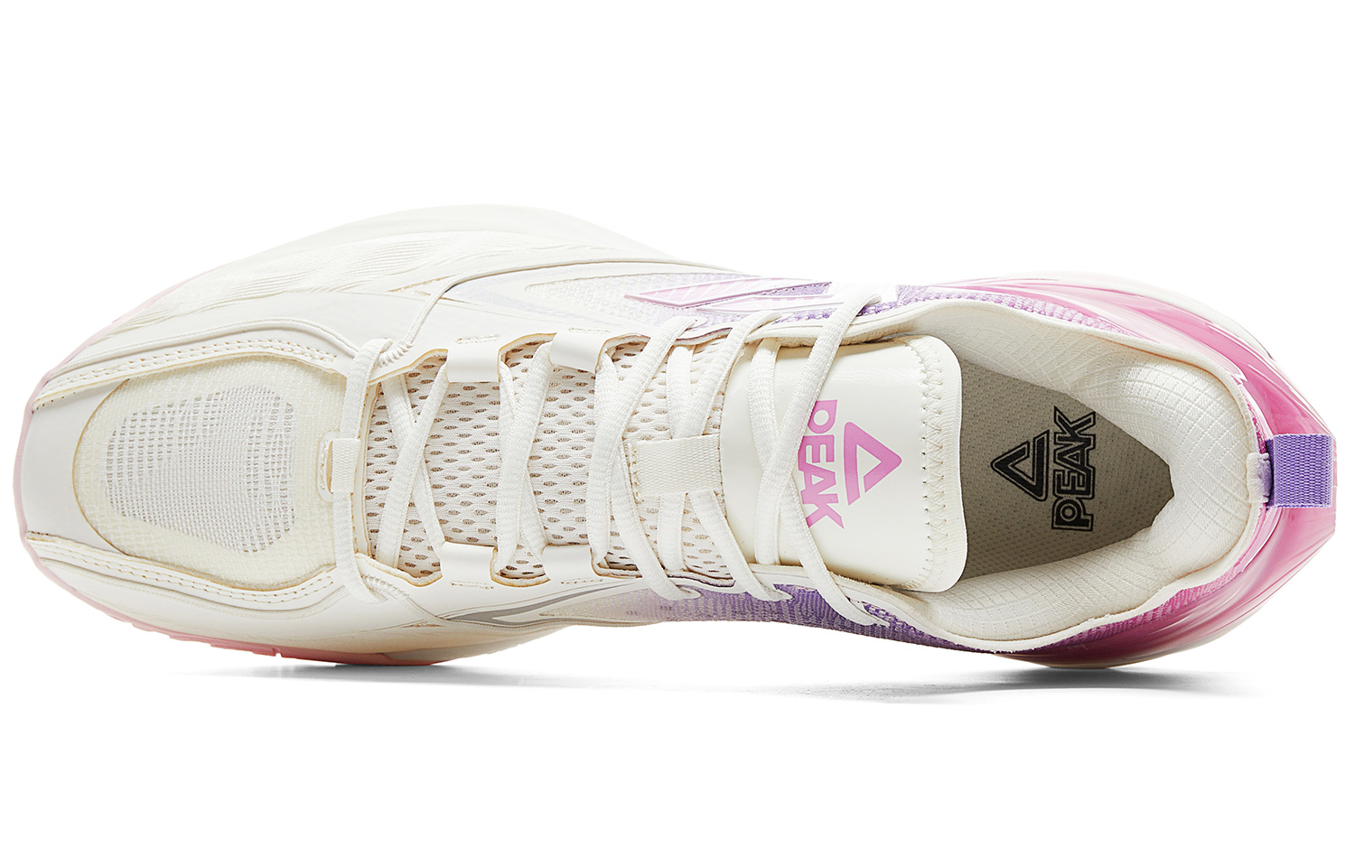 PEAK Cushioning Slip Resistant Abrasion Resistant Balance Rebound Low top Basketball Shoes Men’s Ivory Purple