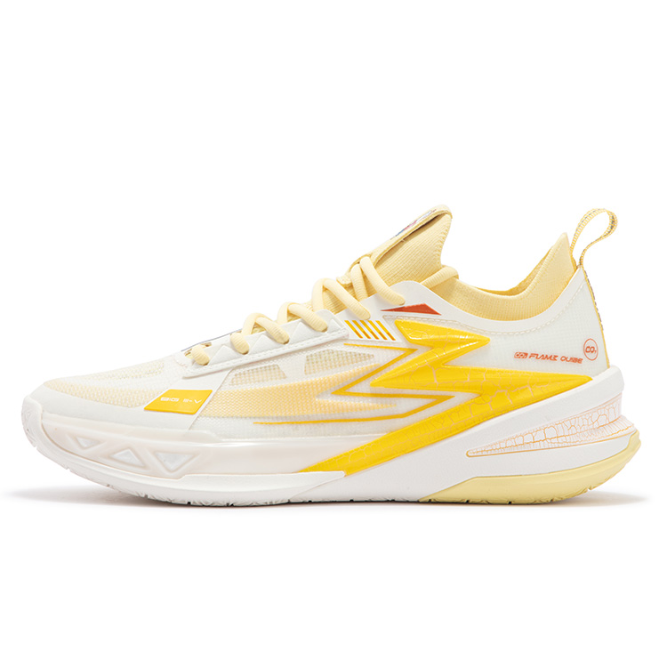 361° BIG3 5.0 Pro Basketball Shoes Men’s Low Top Feather White/Sunshine Yellow