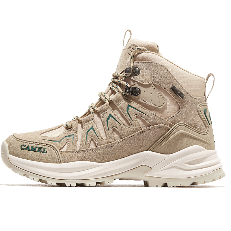 CAMEL Slip Resistant, Abrasion Resistant, Waterproof High top Mountaineering Shoes Women’s Apricot/Jasper