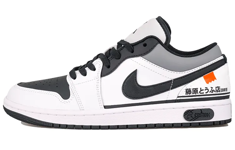 Jordan Air Jordan 1 RISK Racing Theme Cushioning Slip Resistant Low top Vintage Basketball Shoes Men's Black White