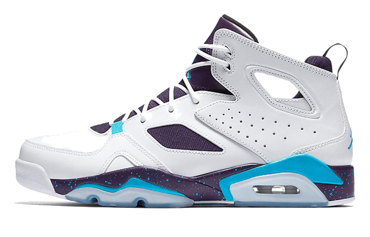 Jordan Flight Club 91 White Blue Mid top Basketball Shoes Men's White Blue