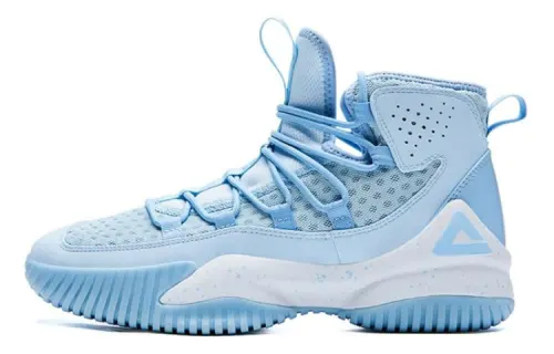 PEAK Fabric Comfortable Cushioning Slip Resistant Abrasion Resistant High top Performance Basketball Shoes Men's Blue