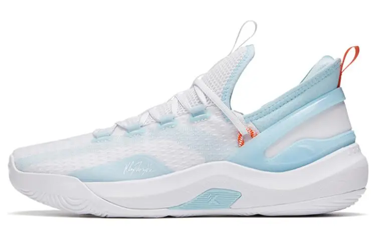 Anta KT Fashion Fabric Slip Resistant Abrasion Resistant Low top Basketball Shoes Men's White Blue