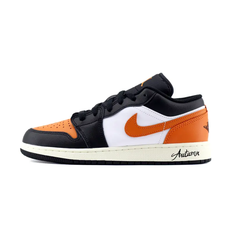 Jordan Air Jordan 1 Fashion Classic Abrasion Resistant Low top Vintage Basketball Shoes Unisex Black Orange