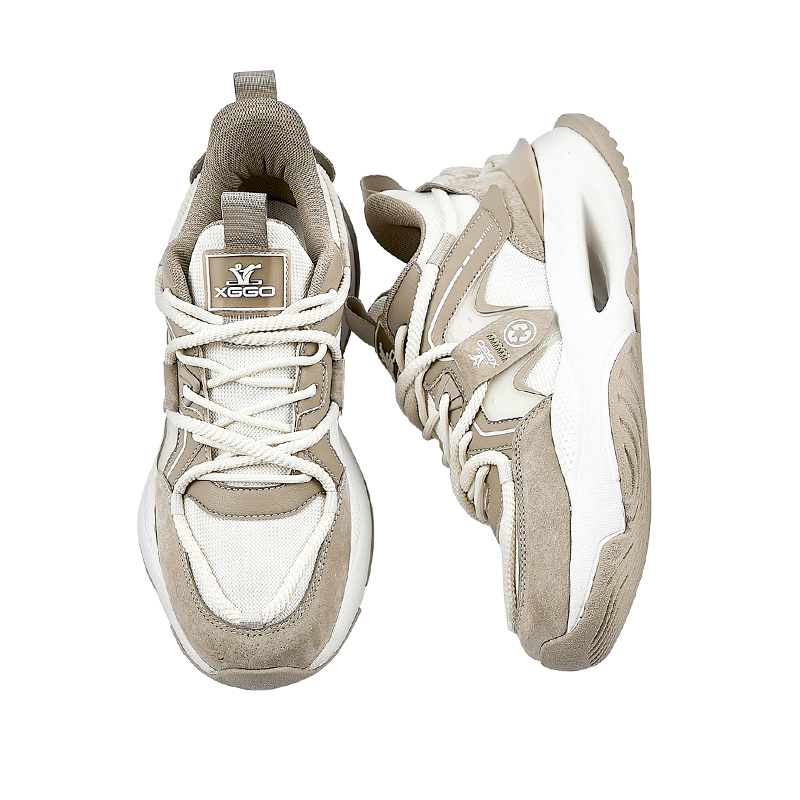 XIANG GUAN Athleisure Slip Resistant And Breathable Low top Chunky Sneakers Unisex Light Coffee