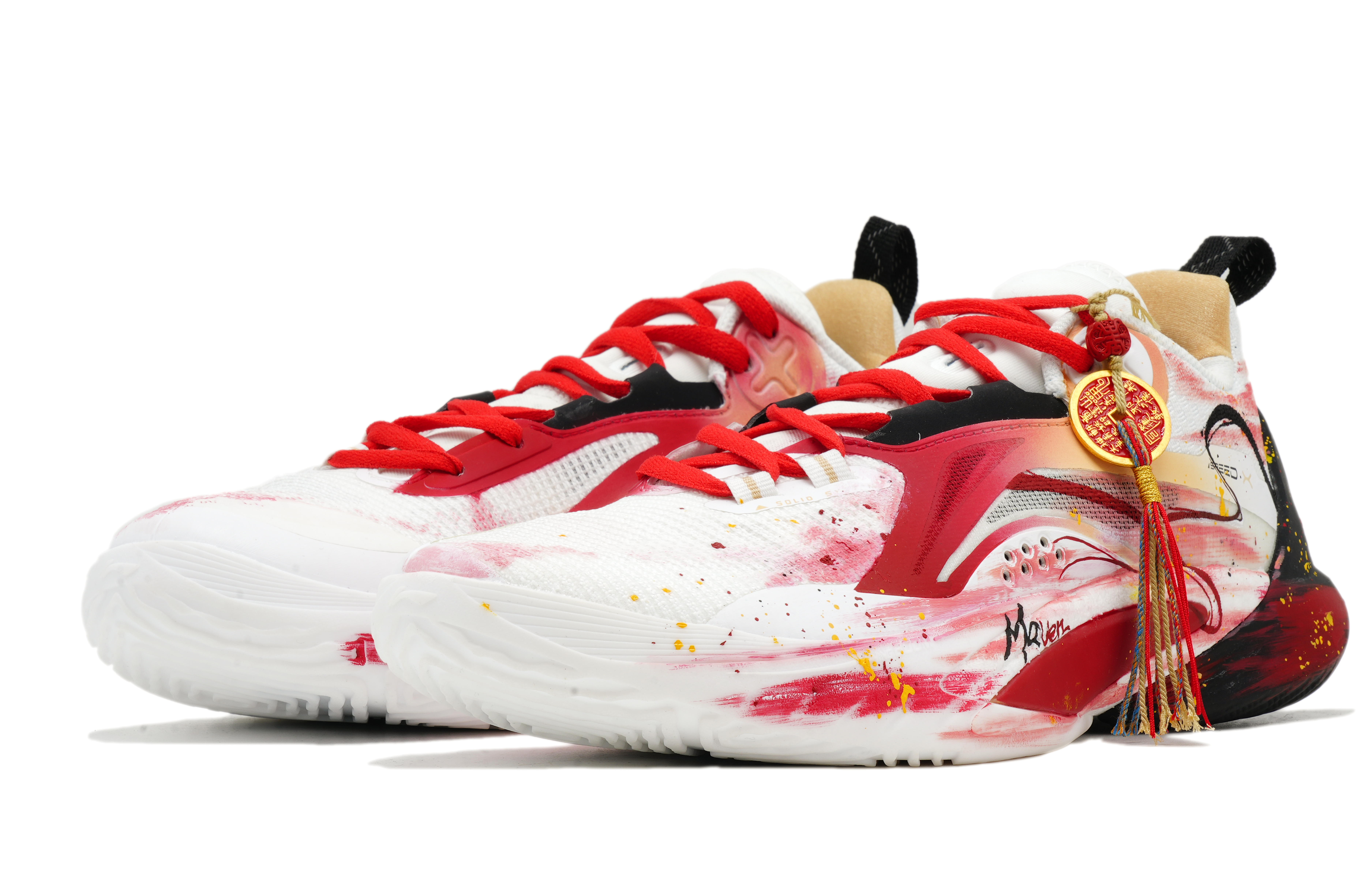 Li Ning Speed 10 Low top Full Length Carbon Plate Basketball Shoes Men’s White Red Black